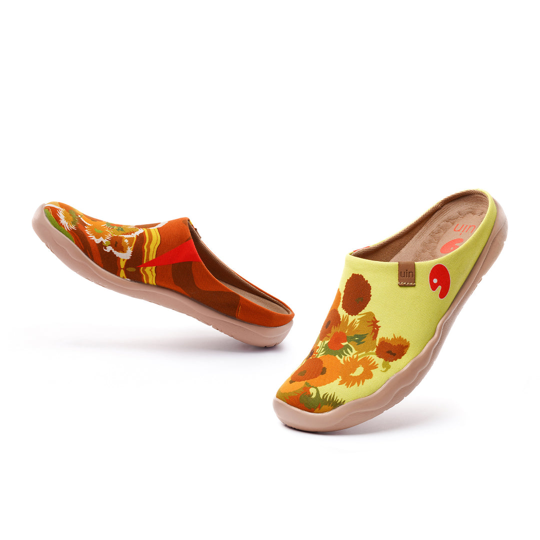 Van Gogh Sunflowers V1 Malaga Slipper Women
