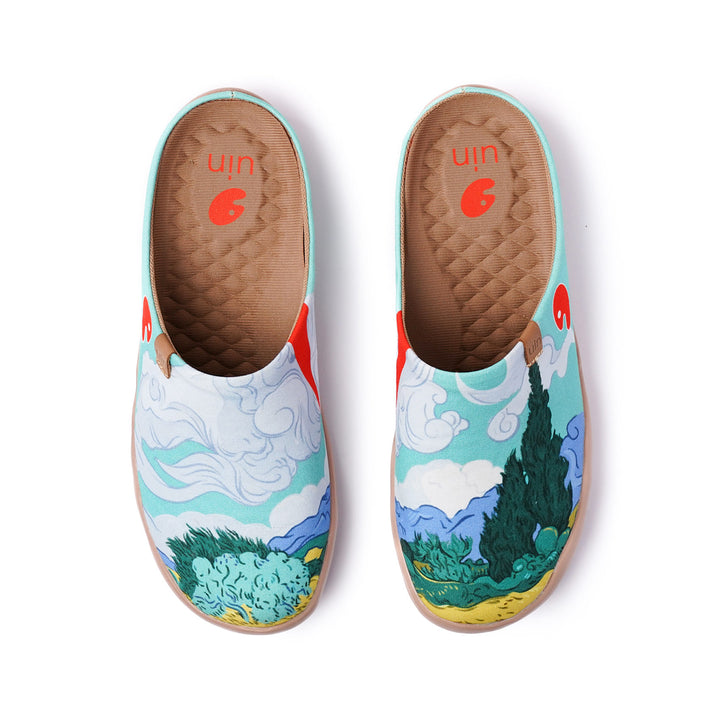 Van Gogh Wheatfield with Cypresses Malaga Slipper Women