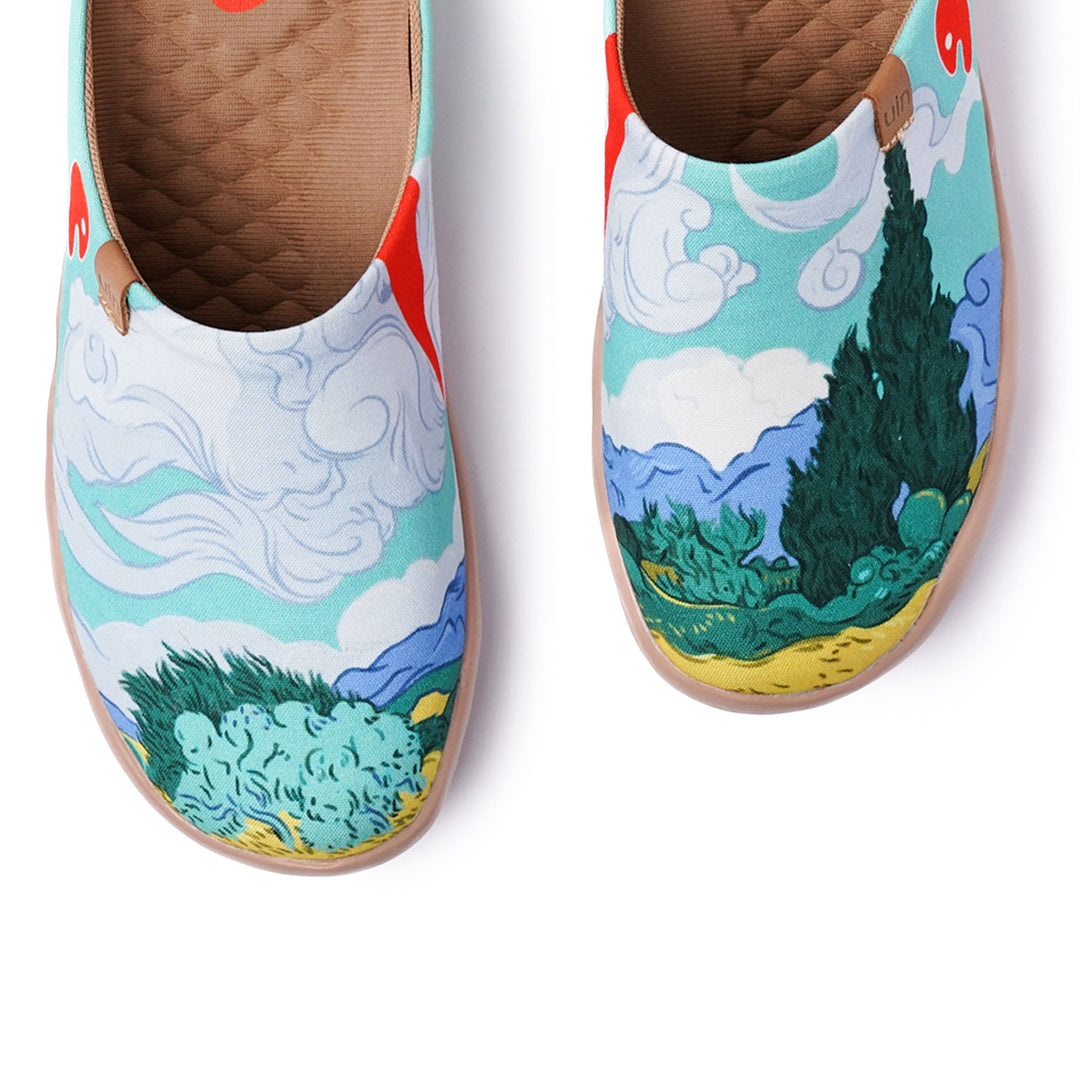 Van Gogh Wheatfield with Cypresses Malaga Slipper Women