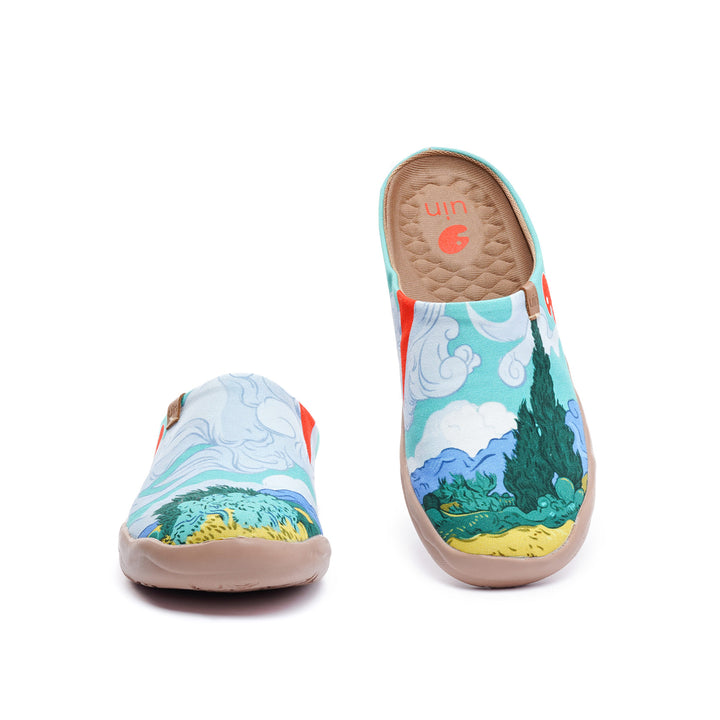 Van Gogh Wheatfield with Cypresses Malaga Slipper Women
