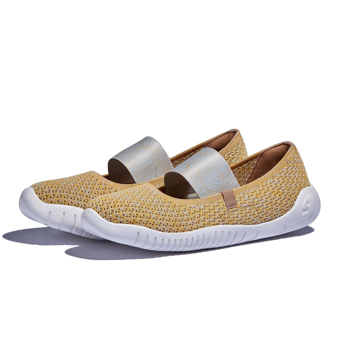 UIN Footwear Women Grey Yellow Menorca VI Women Canvas loafers