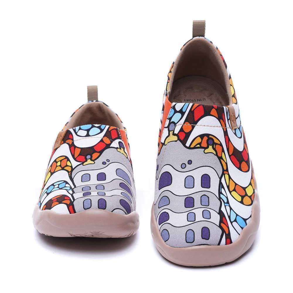 UIN Footwear Women LA PEDRERA Canvas Art Painted Travel Shoes Canvas loafers