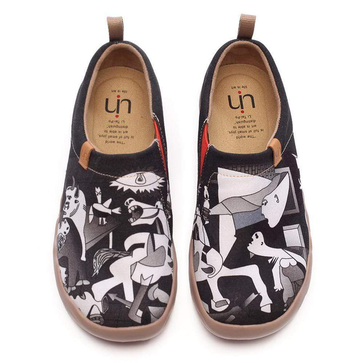 UIN Footwear Women Picasso's Guernica Canvas loafers