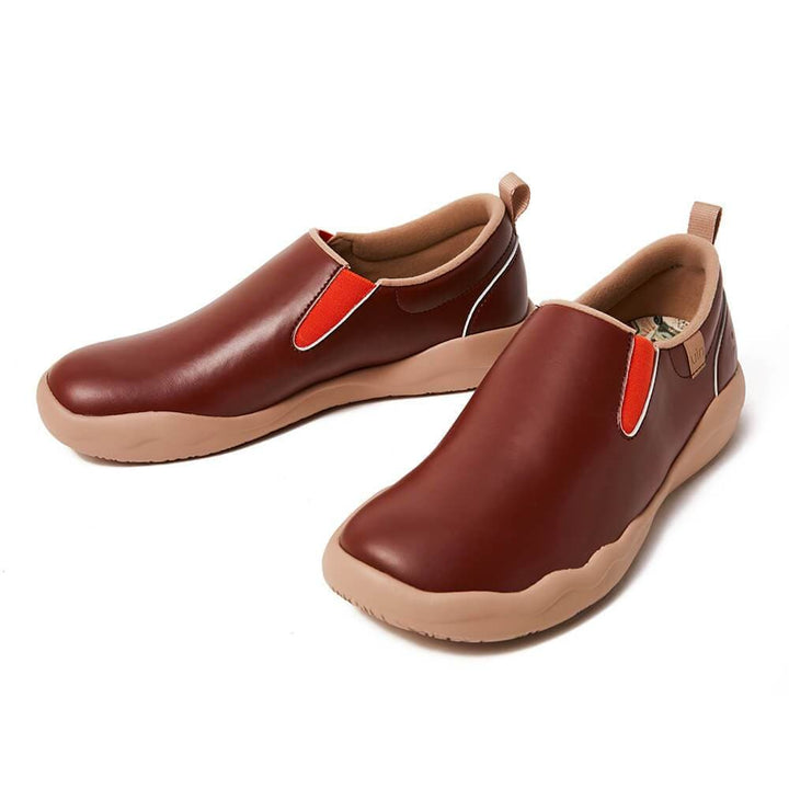 UIN Footwear Women (Pre-sale) Cuenca Burgundy Split Leather Women Canvas loafers