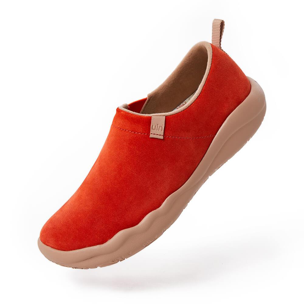 UIN Footwear Women (Pre-sale) Toledo II Orange Red Cow Suede Canvas loafers