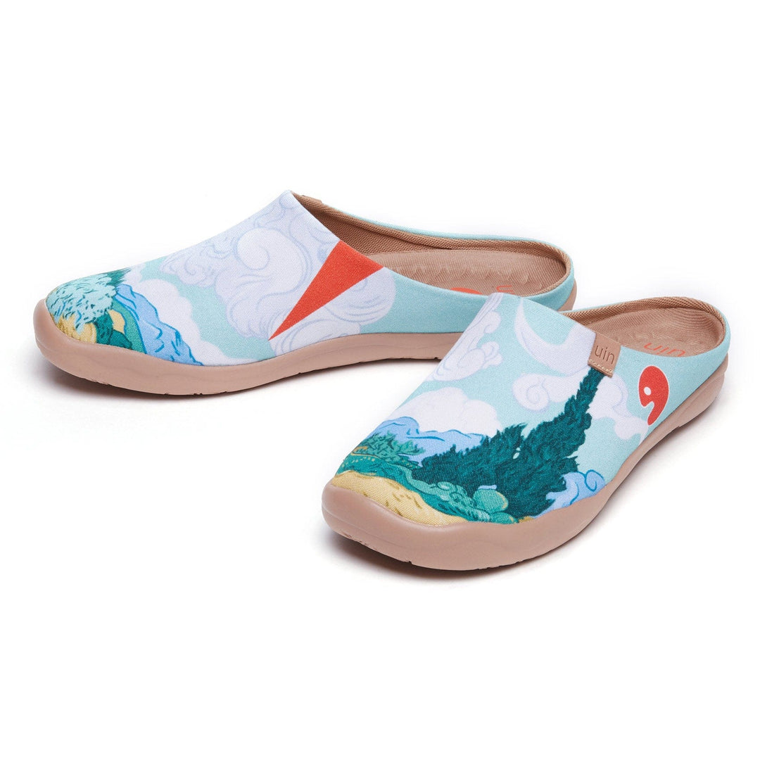 UIN Footwear Women Van Gogh Wheatfield with Cypresses Malaga Slipper Women Canvas loafers