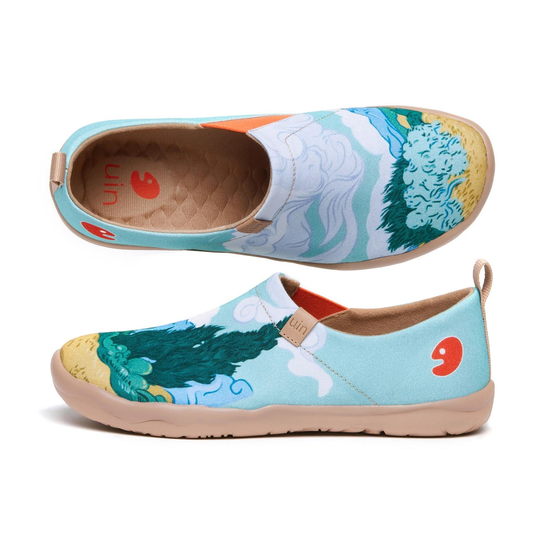 UIN Footwear Women Van Gogh Wheatfield with Cypresses Women Canvas loafers